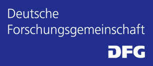 weiße Schrift auf blauem Grund Deutsche Forschungsgemeinschaft DFG