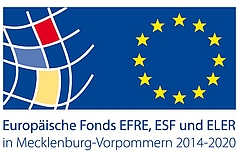 Logo Blauer Grund kreis aus gelebn Sternen und Schirft Europäische Fonds EFRE, ESF und ELER